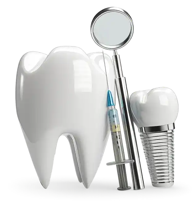 3D tooth model with dental tools at a top dental clinic Nagpur
